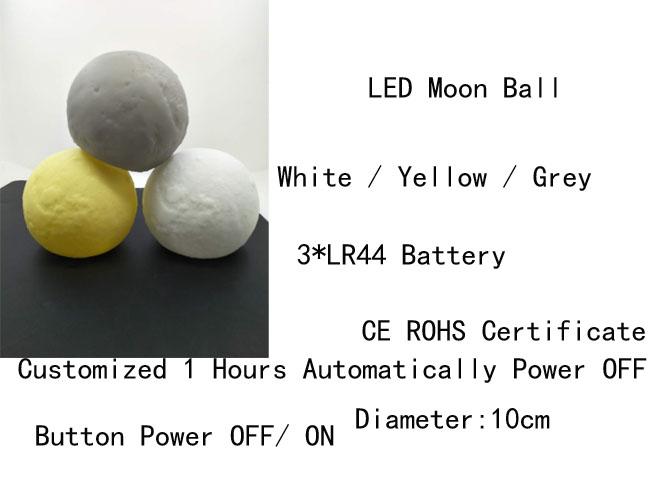 10cm het Gloeien van pvc Maan van LEIDENE Grijze/Gele/Witte Kleur de Op batterijen Ballichten